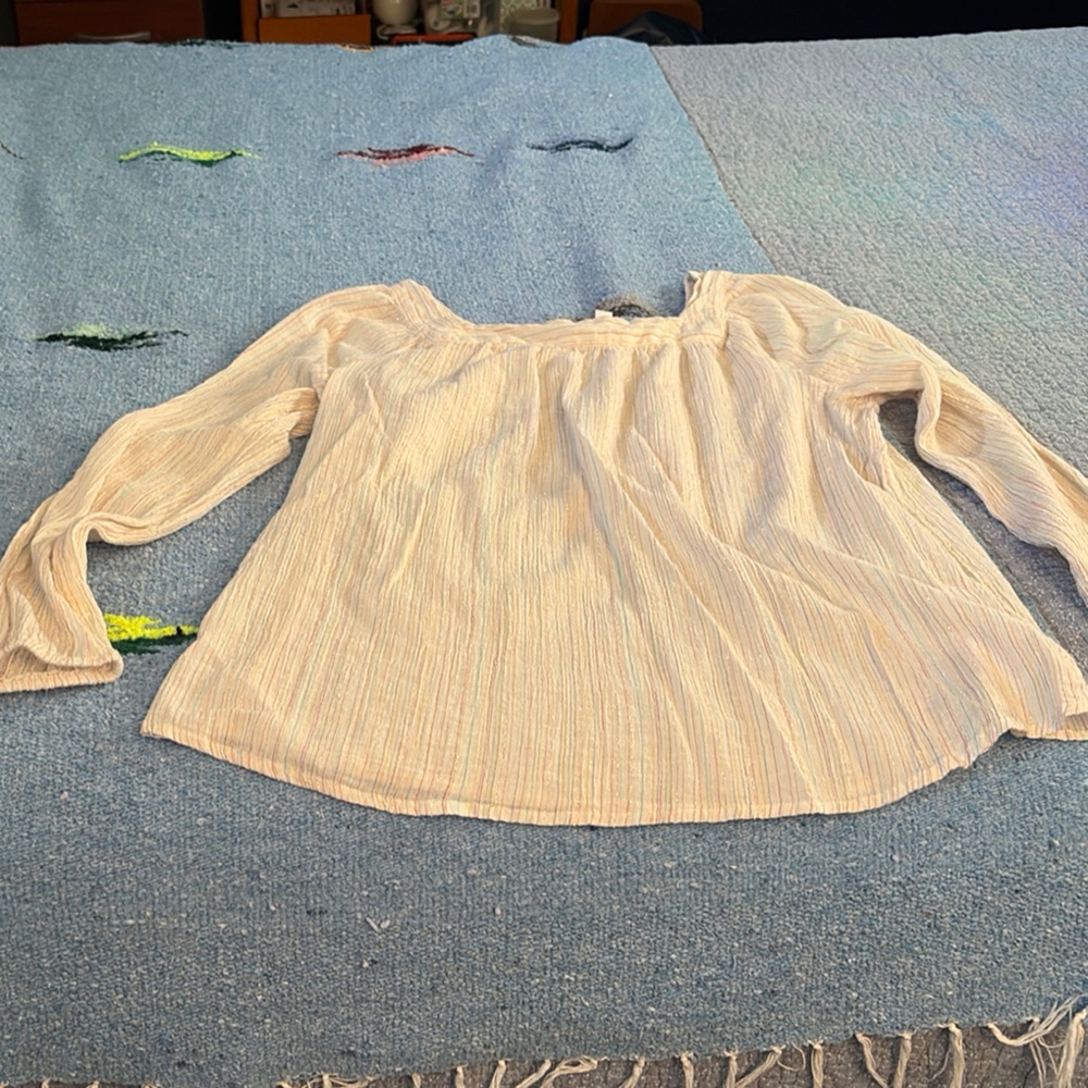 LC Lauren Conrad Cream Pleated Blouse with Peter Pan Collar